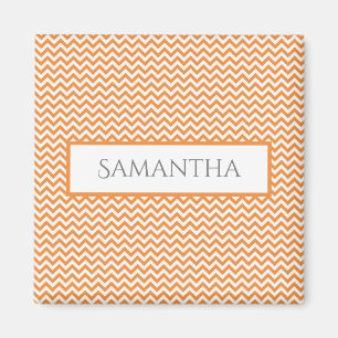 Orange Simple Chevron Personalised Magnet