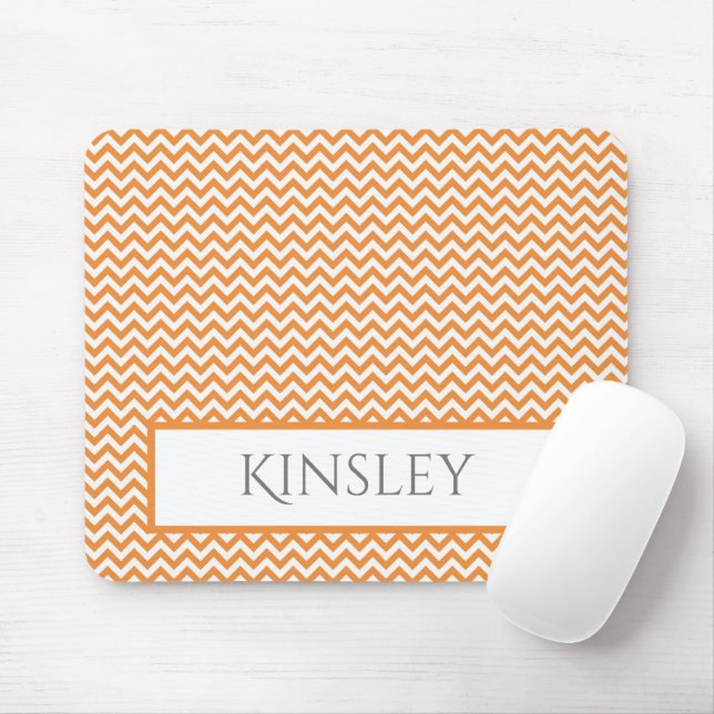 Orange Simple Chevron Personalised Mouse Pad (With Mouse)