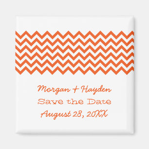 Orange Simple Chevron Save the Date Magnet