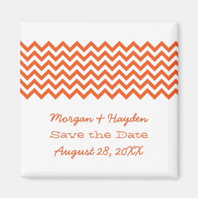 Orange Simple Chevron Save the Date Magnet (Front)