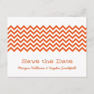 Orange Simple Chevron Save the Date Postcard
