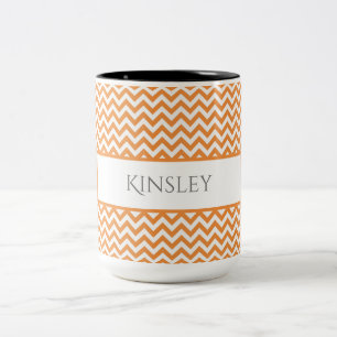 Orange Simple Chevron Two-Tone Coffee Mug