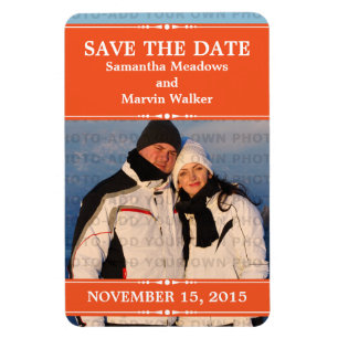 Orange Simple Chic Photo Save the Date Magnet