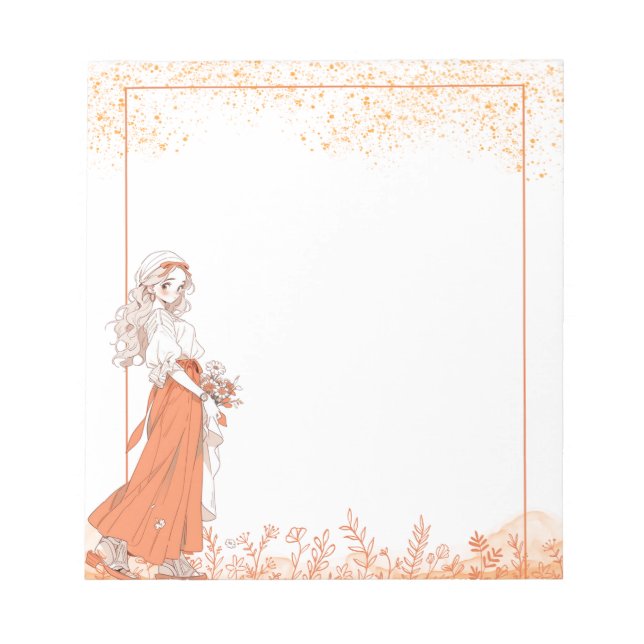 Orange Simple Cute Anime Boho Notepad (Front)