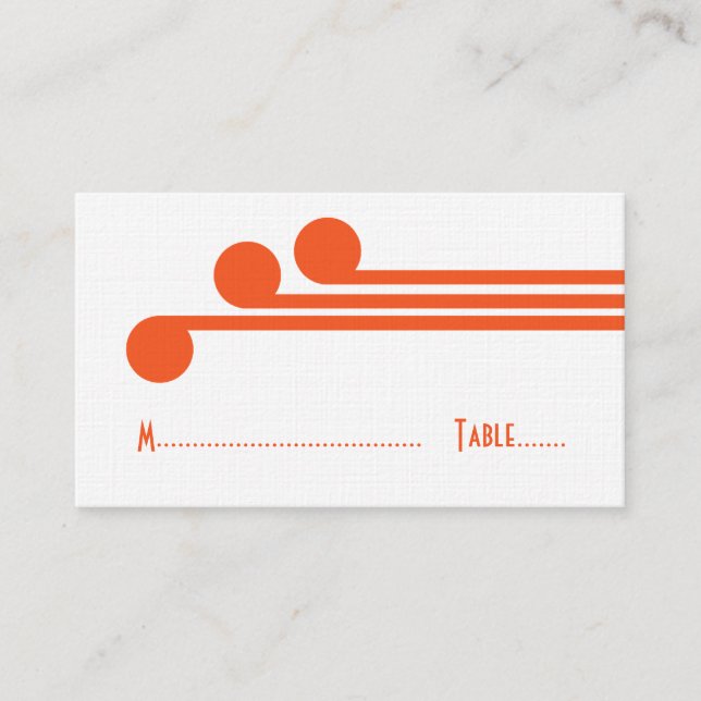 Orange Simple Deco Chic Place Card (Front)