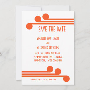 Orange Simple Deco Chic Save the Date Invite
