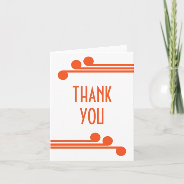 Orange Simple Deco Chic Thank You Card (Front)