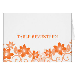 Orange Simple Floral Table Number Card
