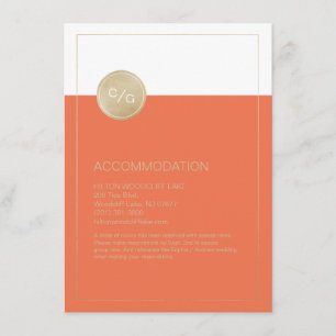 Orange simple modern wedding accommodation card