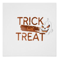 Orange Simple Trick or Threat Glossy Poster