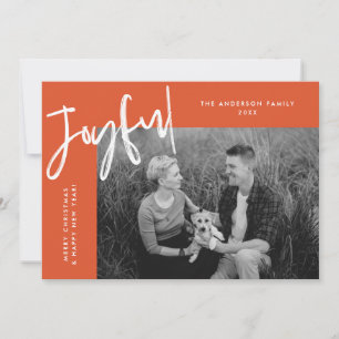 Orange Simply Joyful Photo Holiday Card