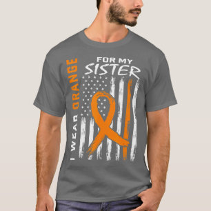 Orange Sister Leukaemia Awareness Flag Brother Sib T-Shirt