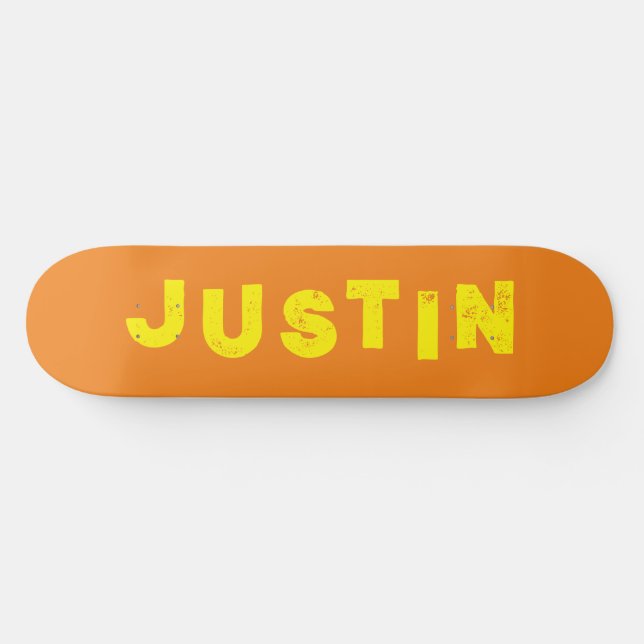 Orange skateboard solid color personalised name (Horz)