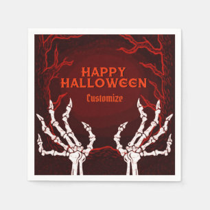 Orange Skeleton Hands Napkin