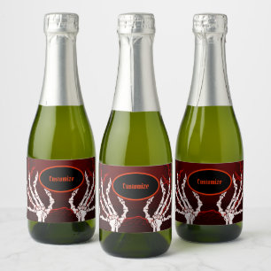 Orange Skeleton Hands Sparkling Wine Label
