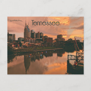 Orange Skies Over Nashville Tennessee Postcard