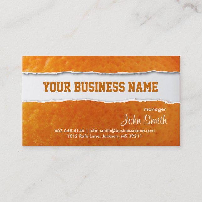 Orange Skin Texture Business Card (Front)