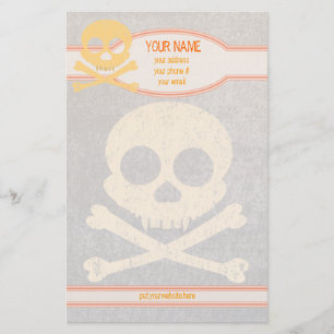 Orange Skull Distressed Personalised Stationery