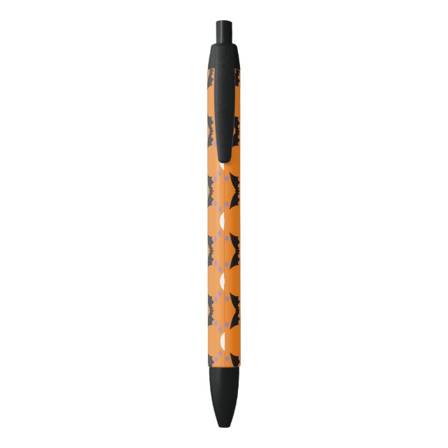Orange Skull Fashion Pattern Black Ink Pen (Back (Vertical))