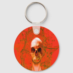 Orange Skull in Water Key Ring
