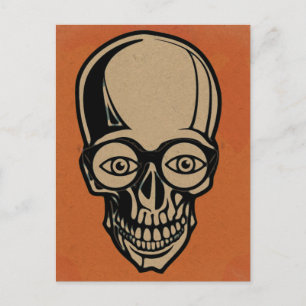 Orange skull postcard