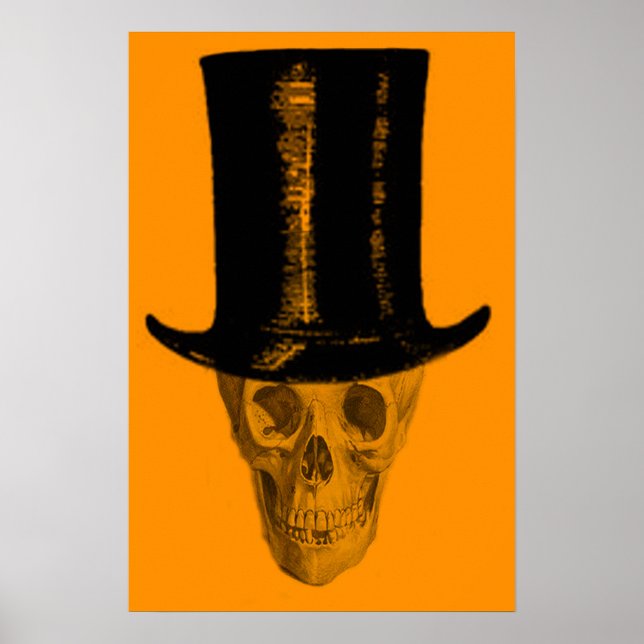 Orange Skull Top Hat Poster (Front)