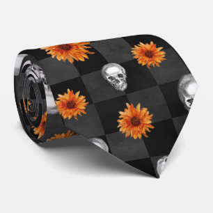 Orange Skulls and Sunflower Series Design 11 Tie