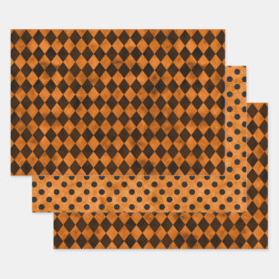 Orange Skulls and Sunflower Series Design 12 Wrapping Paper Sheet