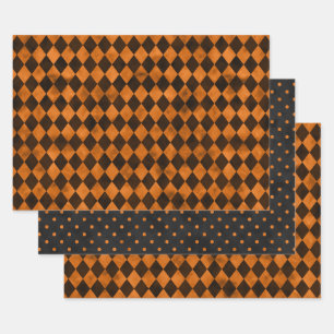 Orange Skulls and Sunflower Series Design 12 Wrapping Paper Sheet
