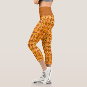 Orange Skulls and Sunflower Series Design 2 Capri Leggings