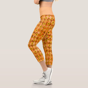 Orange Skulls and Sunflower Series Design 2 Capri Leggings