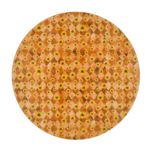 Orange Skulls and Sunflower Series Design 2 Cutting Board
