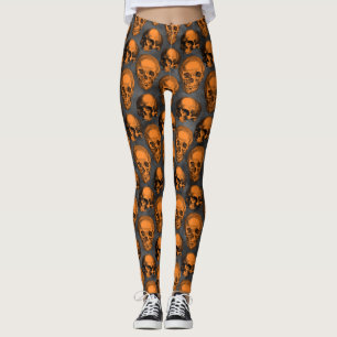 Orange Skulls and Sunflower Series Design 3 Leggings