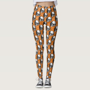 Orange Skulls and Sunflower Series Design 6 Leggings