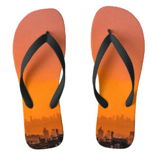 orange sky over the city flip flops