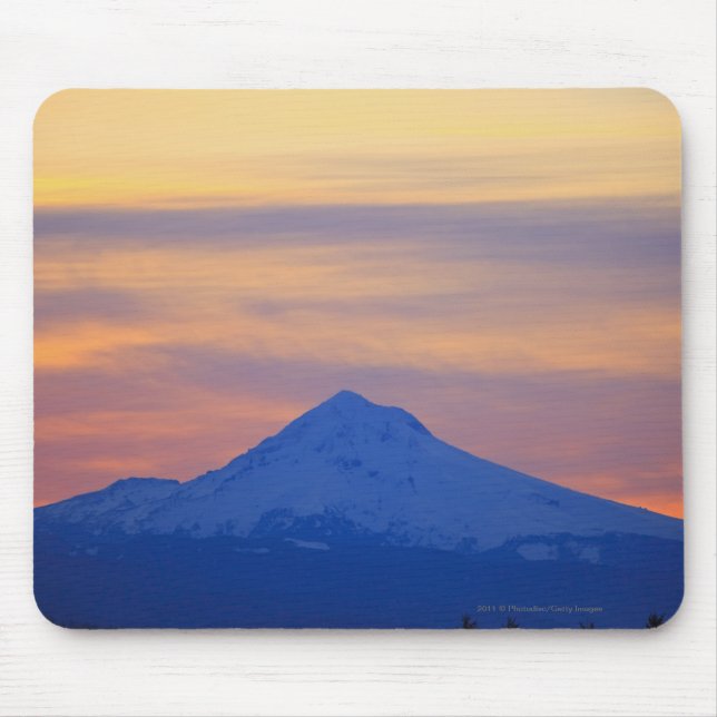 Orange Sky Snow Capped Blue Mountain Mouse Mat (Front)
