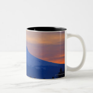 Orange Sky Snow Capped Blue Mountain Two-Tone Coffee Mug