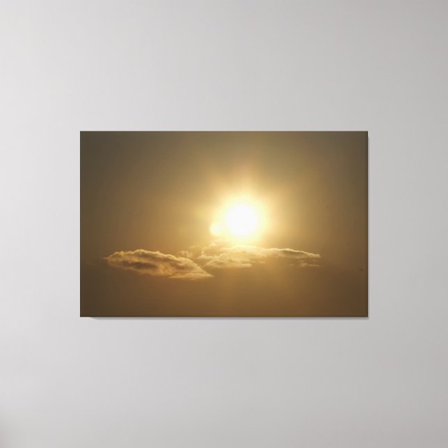 Orange Sky with Sun and Clouds Canvas Print (Front)