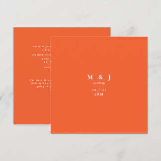 Orange Sleek & Simple Modern Square Wedding Invitation
