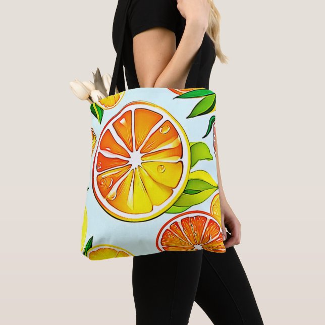 Orange Slice: Citrus Art Tote Bag (Close Up)
