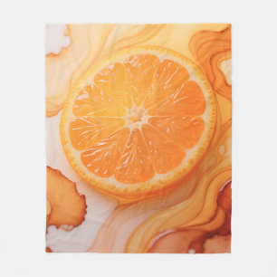 Orange Slice Citrus Swirl Fleece Blanket
