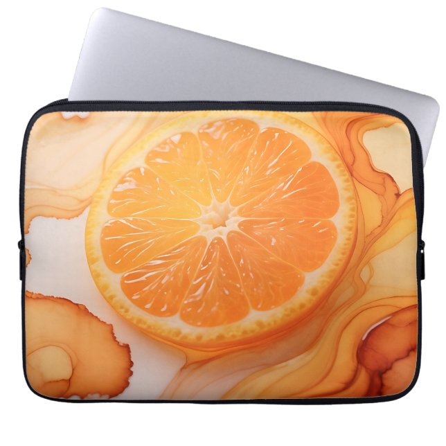 Orange Slice Citrus Swirl Laptop Sleeve (Front)