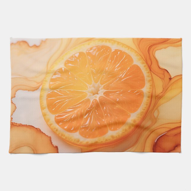Orange Slice Citrus Swirl Tea Towel (Horizontal)