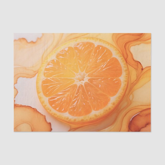 Orange Slice Citrus Swirl Tissue Paper (Front)