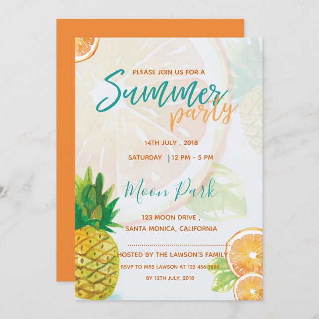 Orange Slice | Cool Summer Party Invitation (Front/Back)