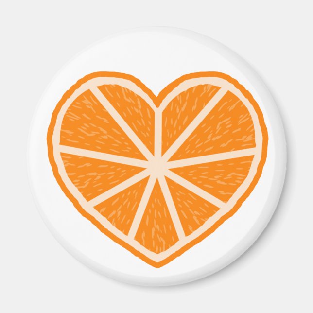 Orange Slice Heart Magnet (Front)