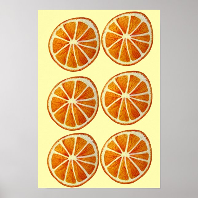 Orange slice macro fruit pop art poster (Front)