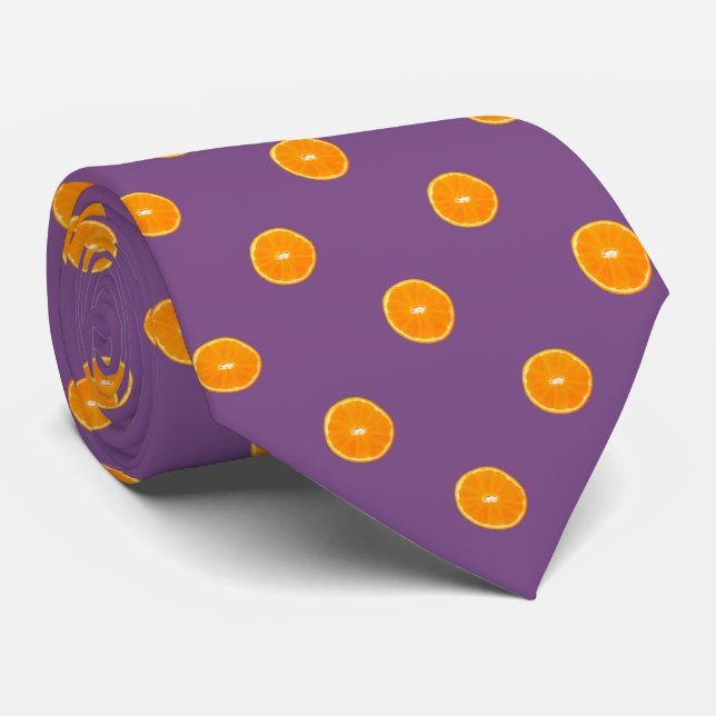 Orange Slice on Purple Background Tie (Rolled)