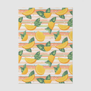 Orange Slice Pattern with Green Leaves on Pastel Tissue Paper