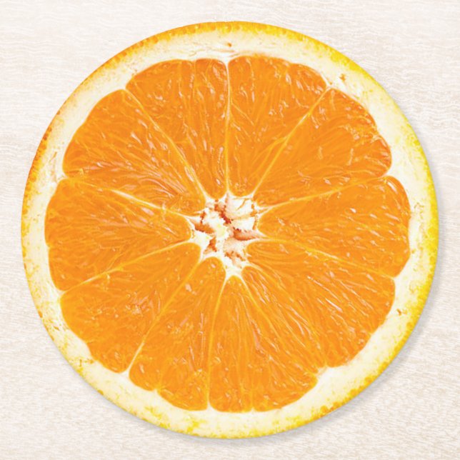 Orange Slice Round Paper Coaster (Front)